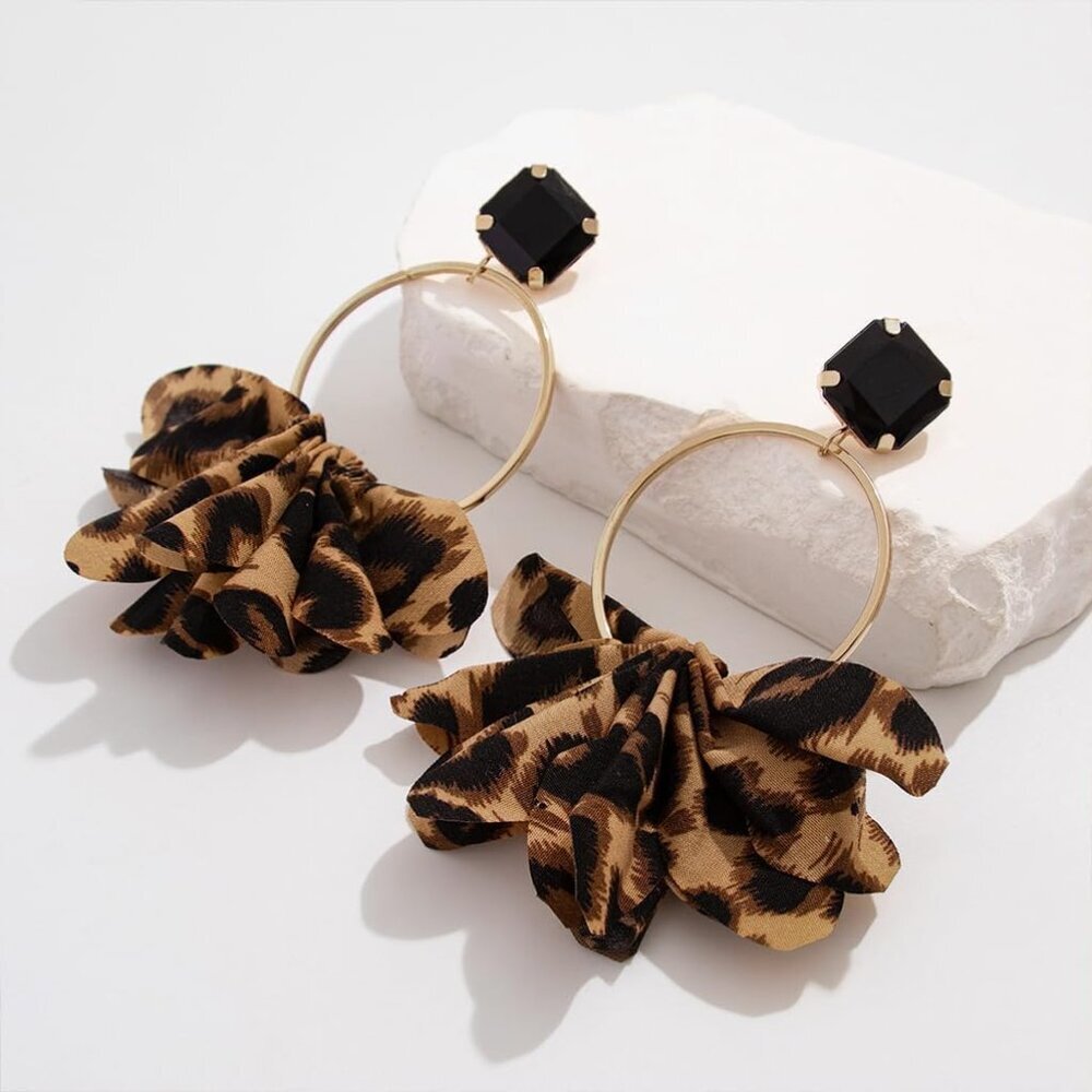 Chunky Leopard Dangle Drop Earrings For Women Sta… - image 6
